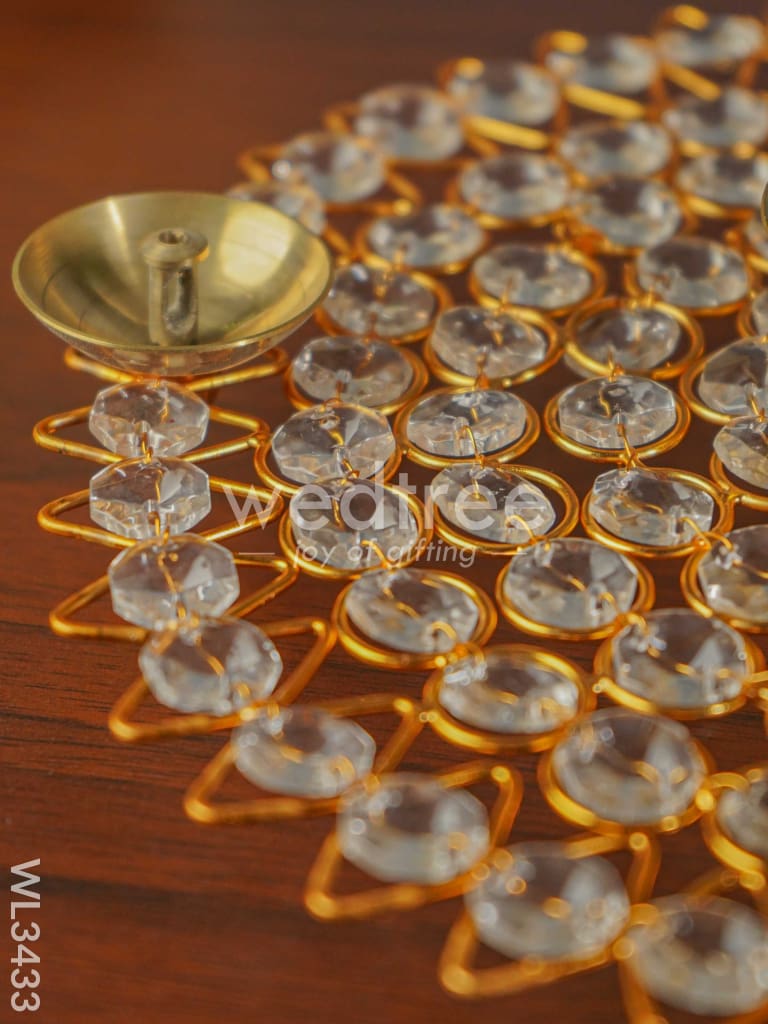 Brass - Round Crystal 5 Diya - Big - WL3433