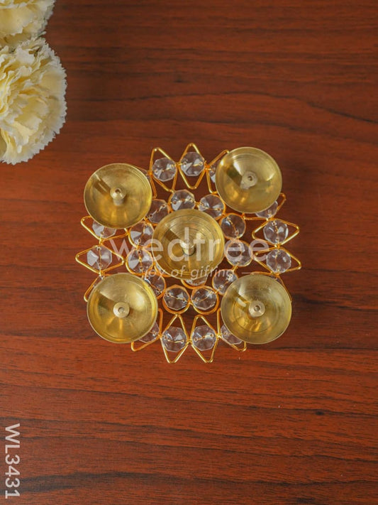 Brass - Round Crystal 5 Diya - Small - WL3431