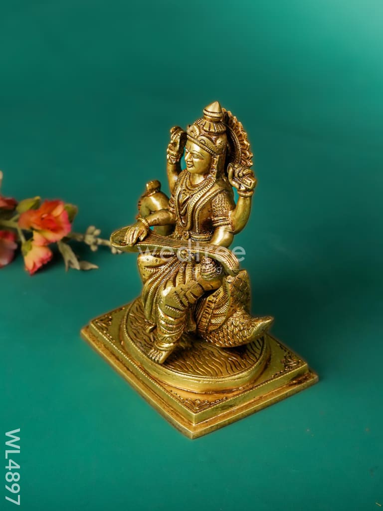 Brass Saraswathi Idol - 7 inch - WL4897