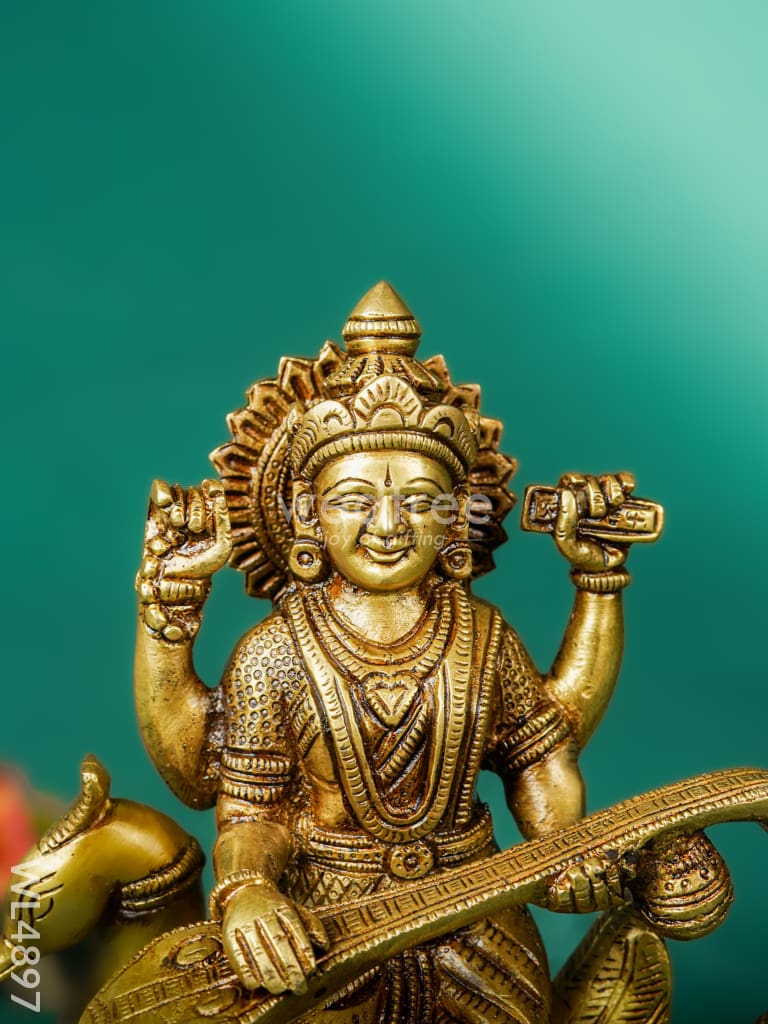 Brass Saraswathi Idol - 7 inch - WL4897