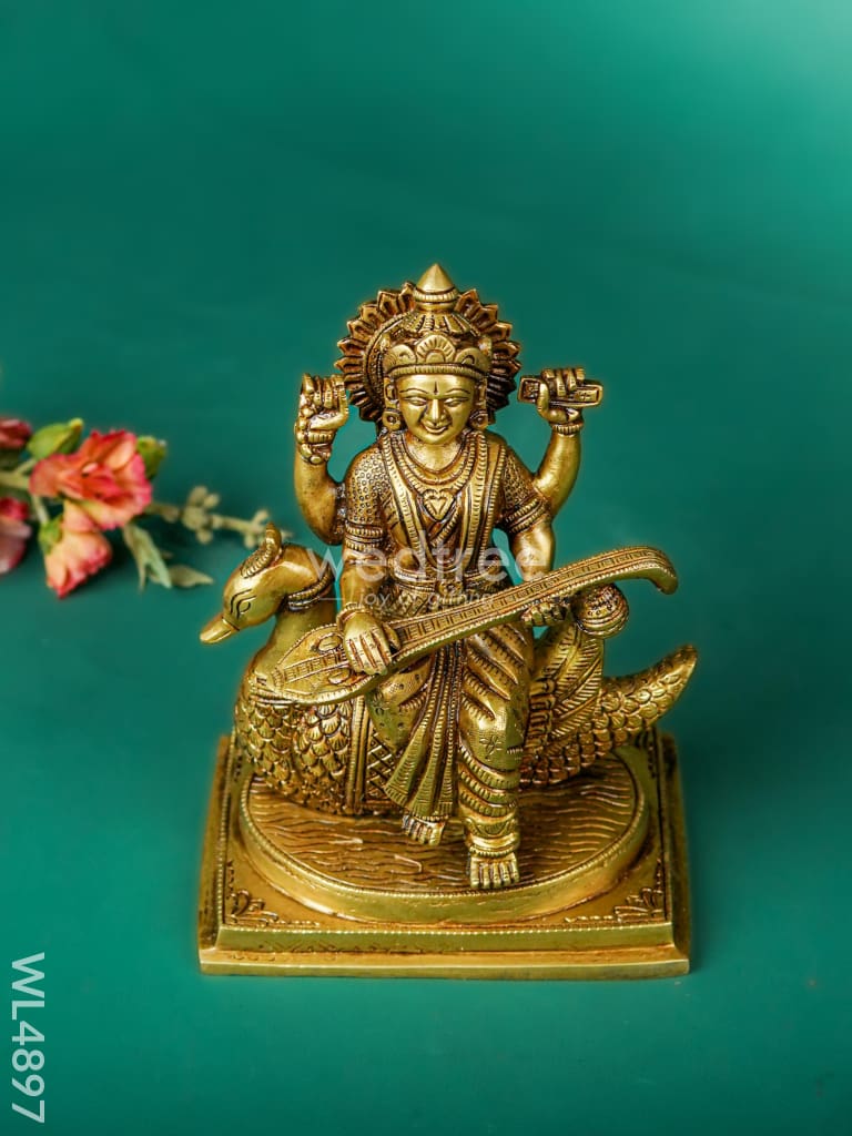 Brass Saraswathi Idol - 7 inch - WL4897
