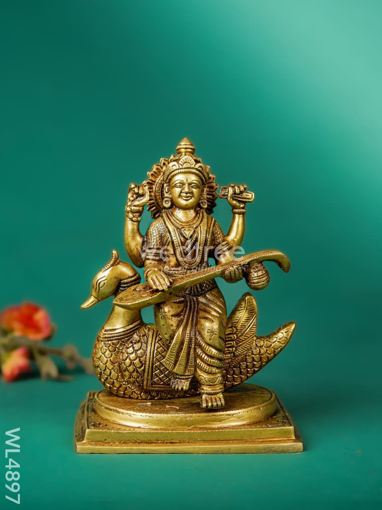 Brass Saraswathi Idol - 7 inch - WL4897