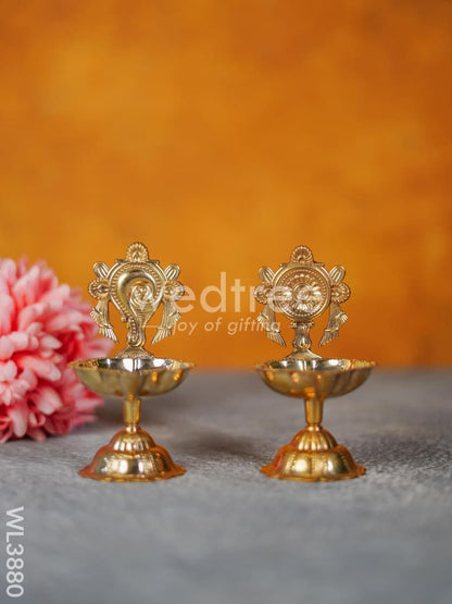 Brass Shank & Chakra Diya - 4.5 inch - WL3880