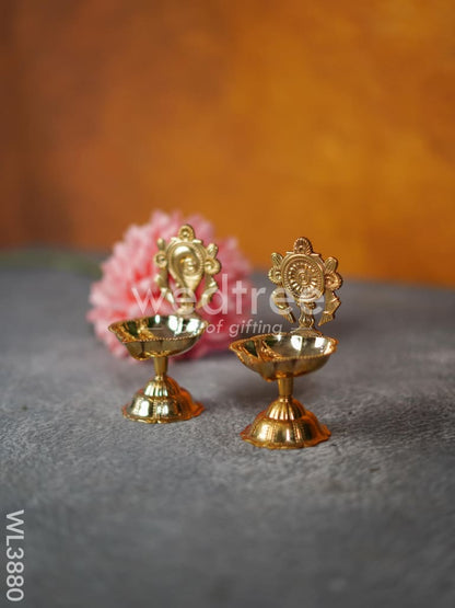 Brass Shank & Chakra Diya - 4.5 inch - WL3880