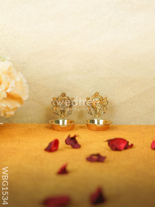 Brass Shank Chakra Diya - WBG1534