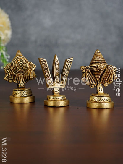 Brass Shank Chakra Naama Figurines - Set of 3 - WL3228