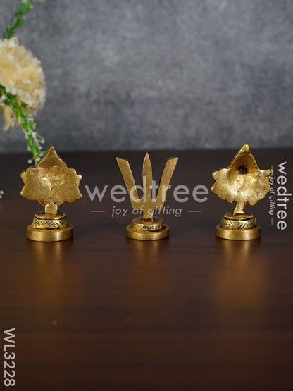 Brass Shank Chakra Naama Figurines - Set of 3 - WL3228
