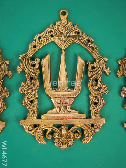 Brass Shank Chakra Naama Wall Hanging - Set of 3 - WL4677