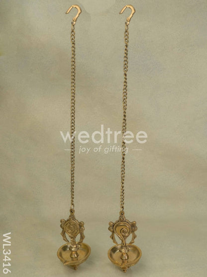 Brass Shanku Chakra Hanging Diya - Set of 2 - WL3416
