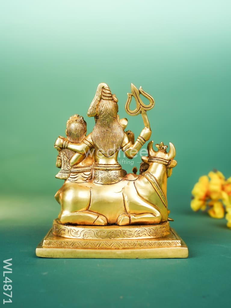 Brass Shivan Parvathi with Ganesha Idol - 7 inch - WL4871