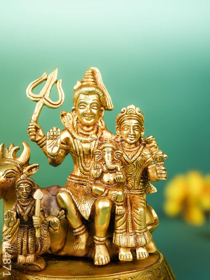 Brass Shivan Parvathi with Ganesha Idol - 7 inch - WL4871