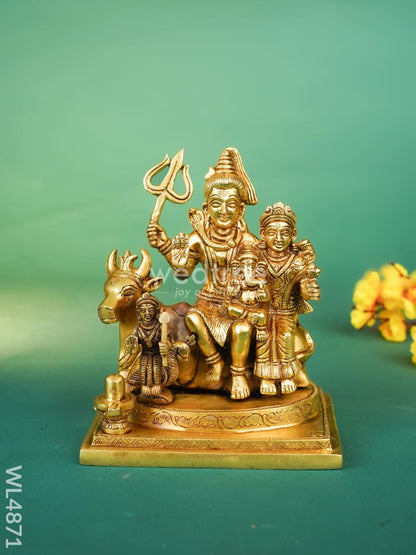 Brass Shivan Parvathi with Ganesha Idol - 7 inch - WL4871