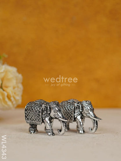 Brass Silver Antique Elephant Set of 2 - WL4343