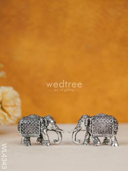 Brass Silver Antique Elephant Set of 2 - WL4343