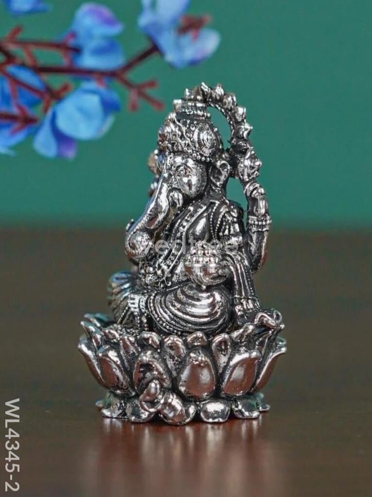 Brass Silver Antique Ganesha - WL4345-2