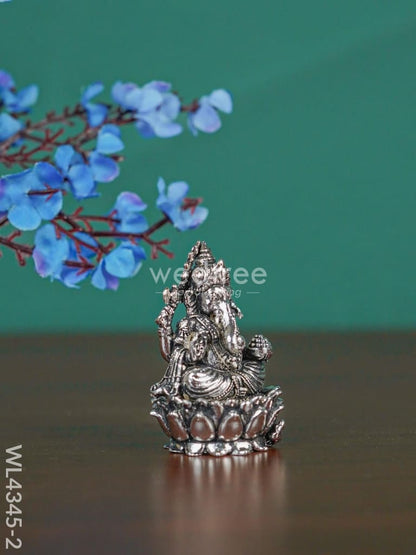 Brass Silver Antique Ganesha - WL4345-2