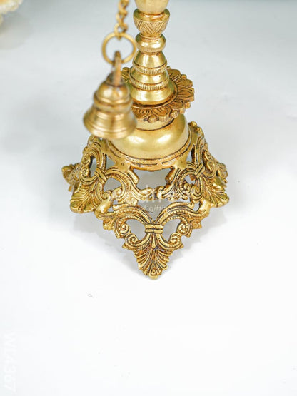 Brass Square Chowki with Bells - WL4367