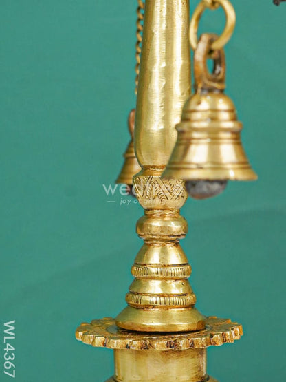 Brass Square Chowki with Bells - WL4367