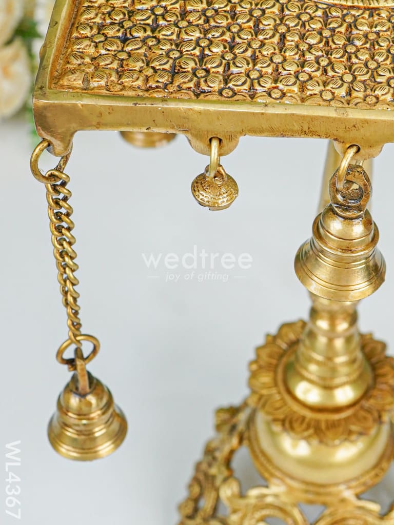Brass Square Chowki with Bells - WL4367