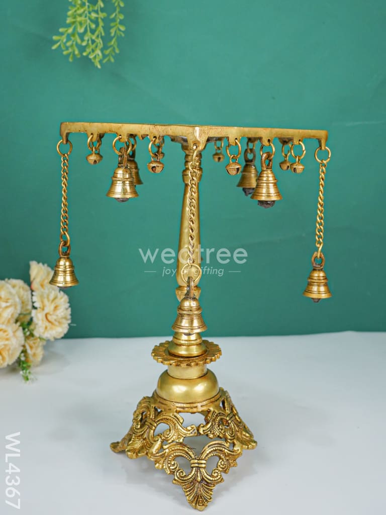 Brass Square Chowki with Bells - WL4367