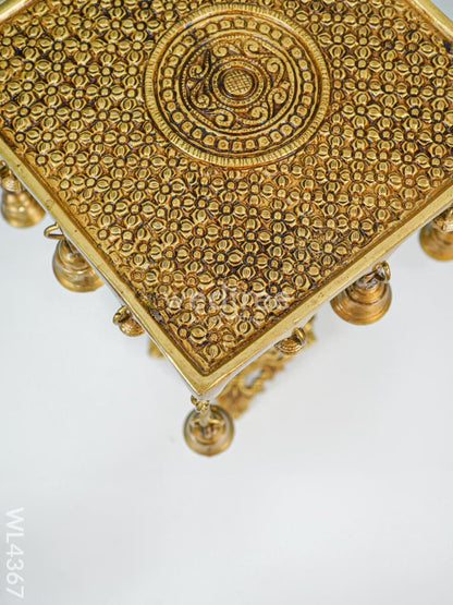 Brass Square Chowki with Bells - WL4367