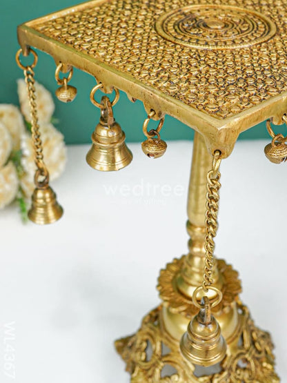Brass Square Chowki with Bells - WL4367