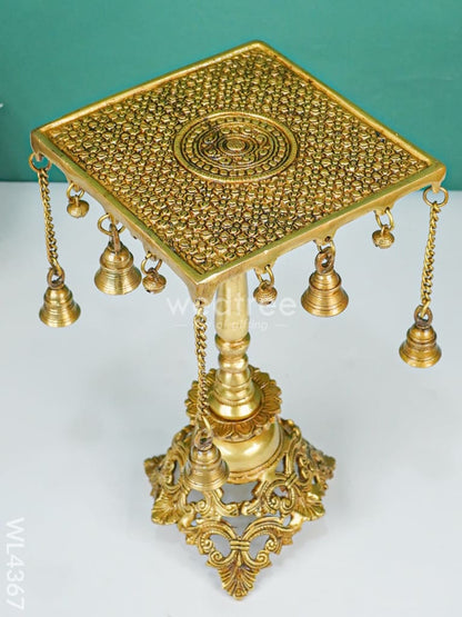 Brass Square Chowki with Bells - WL4367