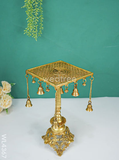 Brass Square Chowki with Bells - WL4367