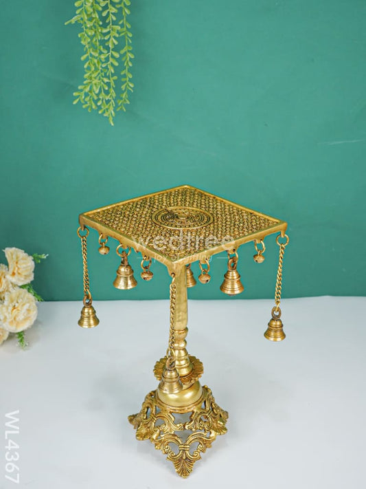 Brass Square Chowki with Bells - WL4367