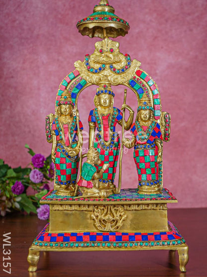 Brass - Sri Ramar Pattabhishekam Statue with Stone Work - WL3157
