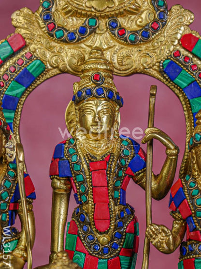 Brass - Sri Ramar Pattabhishekam Statue with Stone Work - WL3157