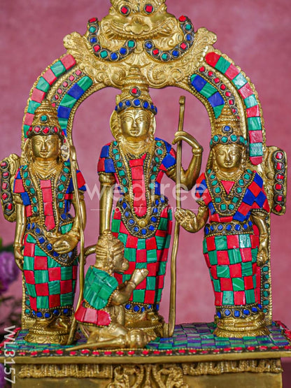 Brass - Sri Ramar Pattabhishekam Statue with Stone Work - WL3157