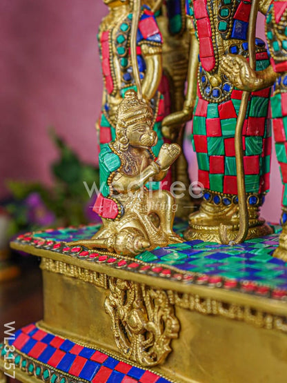 Brass - Sri Ramar Pattabhishekam Statue with Stone Work - WL3157