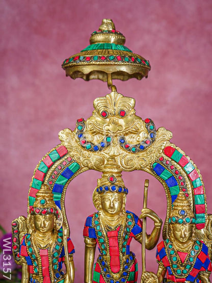 Brass - Sri Ramar Pattabhishekam Statue with Stone Work - WL3157