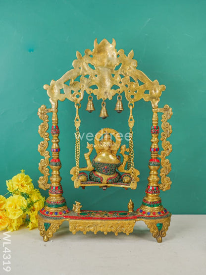 Brass Swing Ganesha Statue - Stonework - WL4319