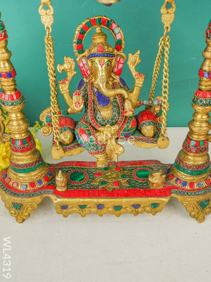 Brass Swing Ganesha Statue - Stonework - WL4319