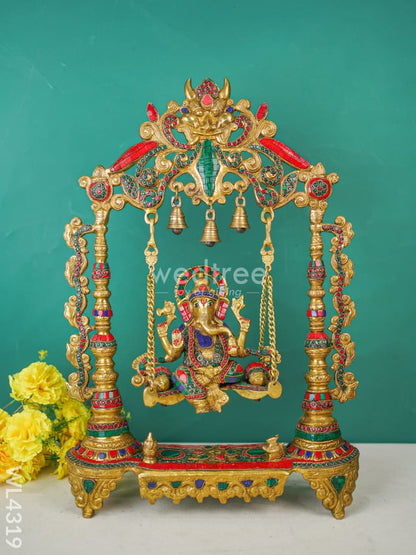 Brass Swing Ganesha Statue - Stonework - WL4319