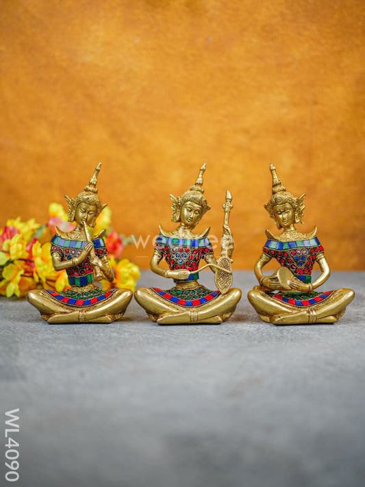 Brass Tibetan Musicians - Set of 4 - WL4090