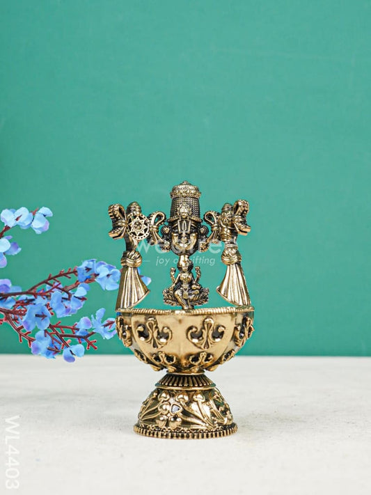 Brass Tirupati Balaji and Goddess Lakshmi Diya - WL4403