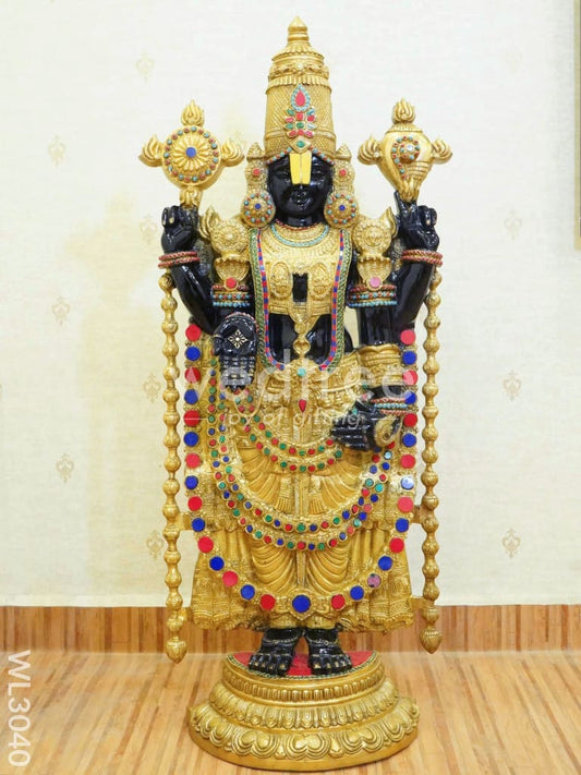 Brass Tirupati Balaji Figurine with Stone Work - WL3040