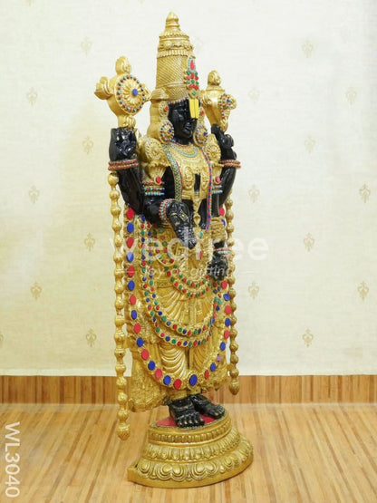 Brass Tirupati Balaji Figurine with Stone Work - WL3040