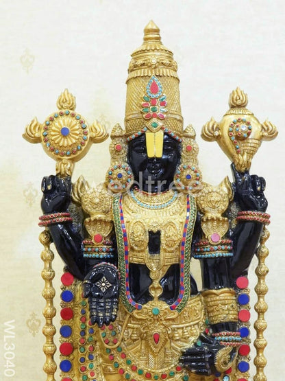 Brass Tirupati Balaji Figurine with Stone Work - WL3040