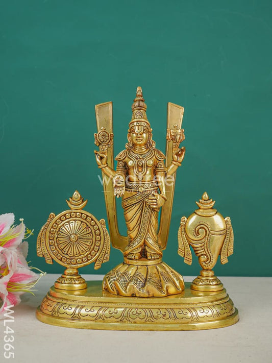 Brass Tirupati Balaji With Shank, Chakra & Nama - WL4365
