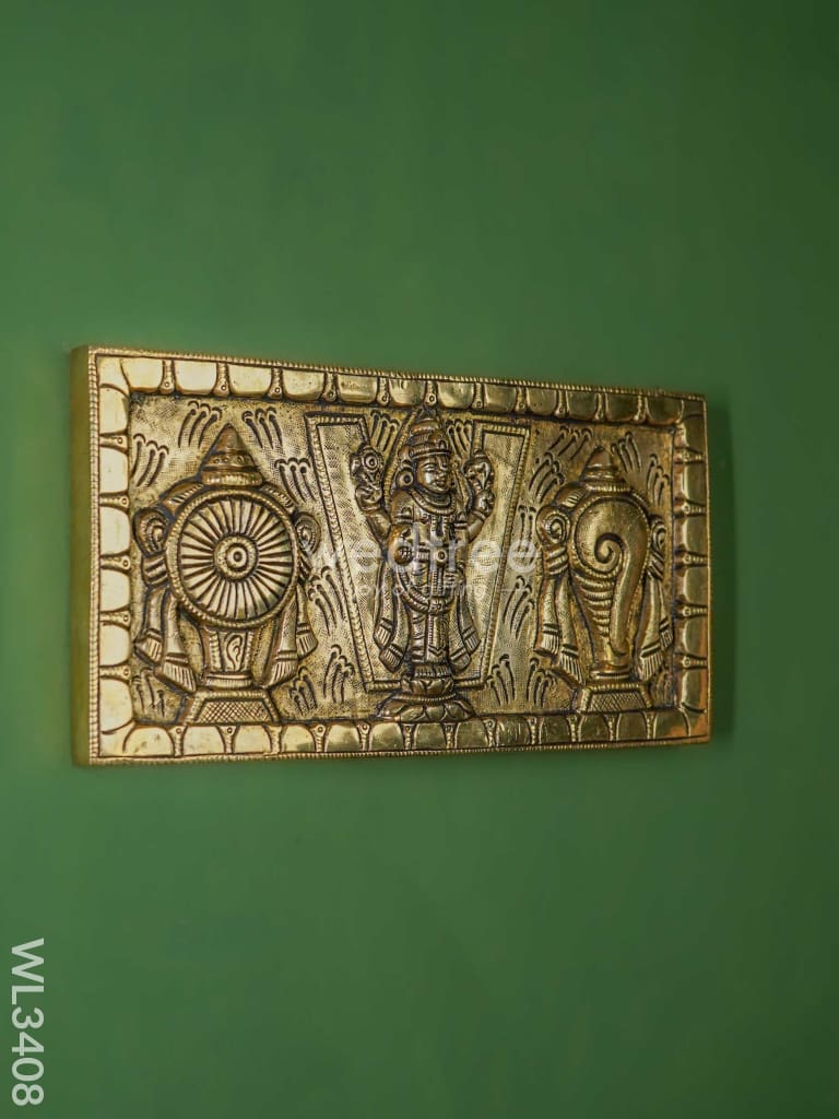 Brass Tirupati Balaji with Shanku Chakra Wall Hanging - WL3408