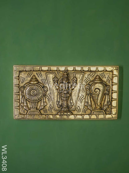 Brass Tirupati Balaji with Shanku Chakra Wall Hanging - WL3408