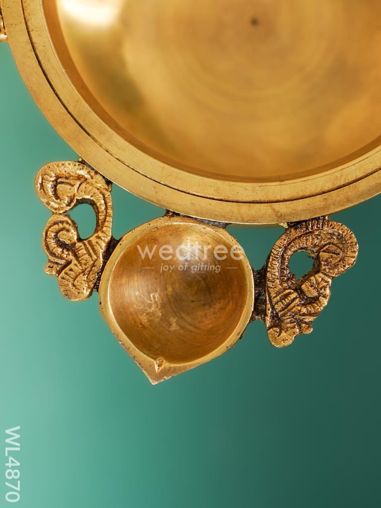Brass Urli with 4 Diya - 10 inch - WL4870