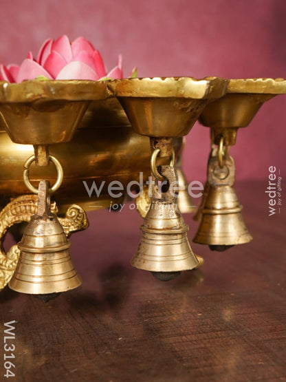 Brass Urli with Diya and Bells - WL3164