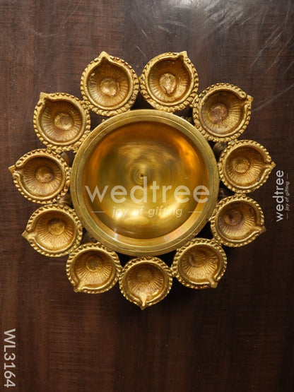 Brass Urli with Diya and Bells - WL3164