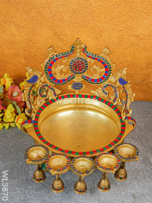 Brass Urli with Diya & Bells - WL3870-1