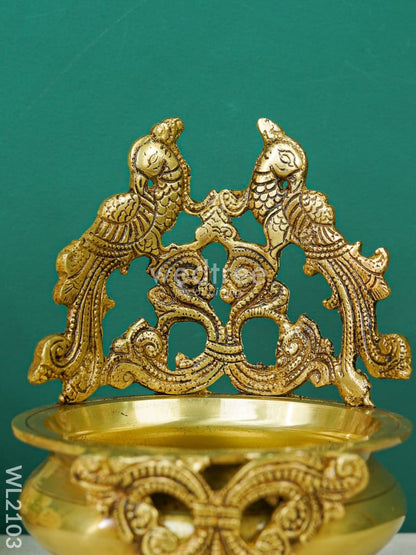 Brass Urli with Double Peacock - WL2103